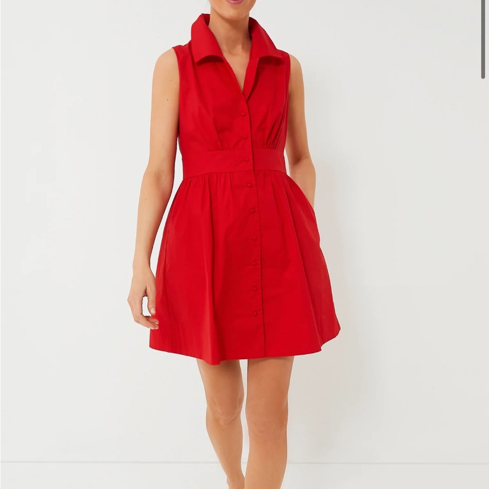 POMANDER PLACE

Red Sleeveless Noelle Shirt Dress